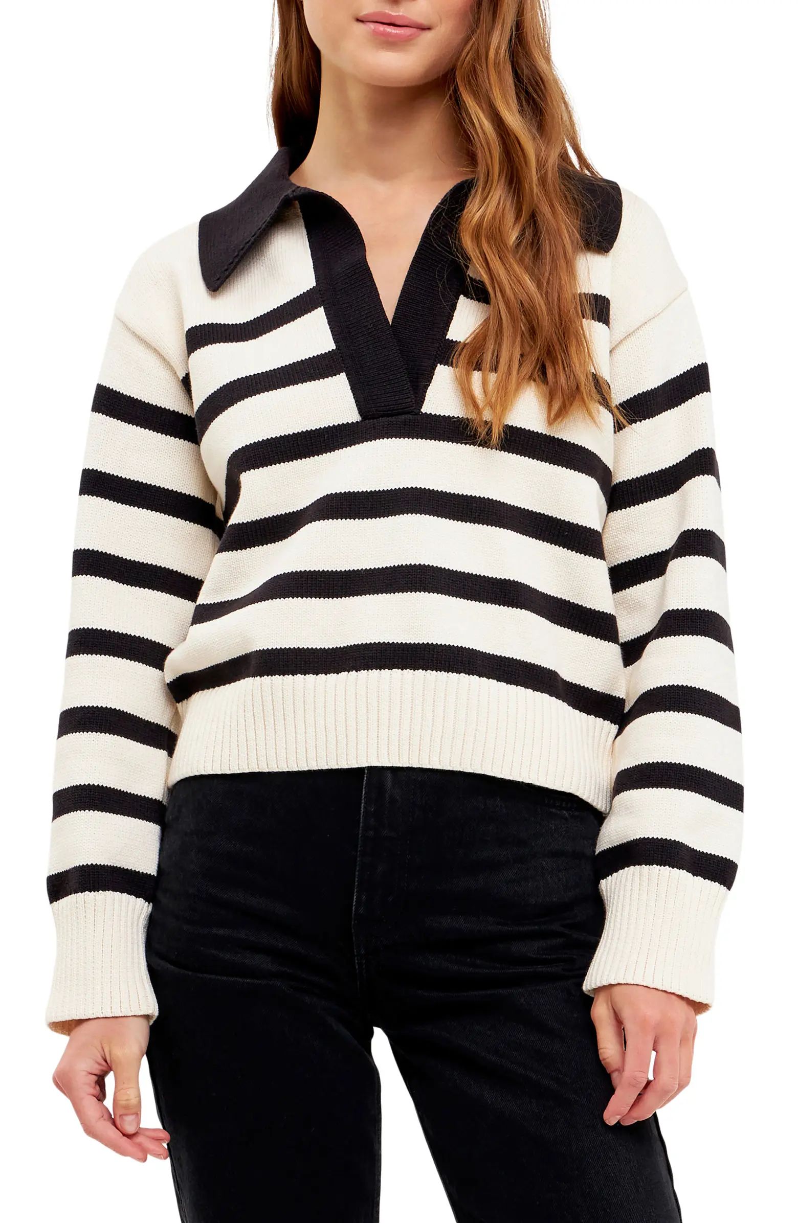 English Factory Stripe Collared Sweater | Nordstrom | Nordstrom