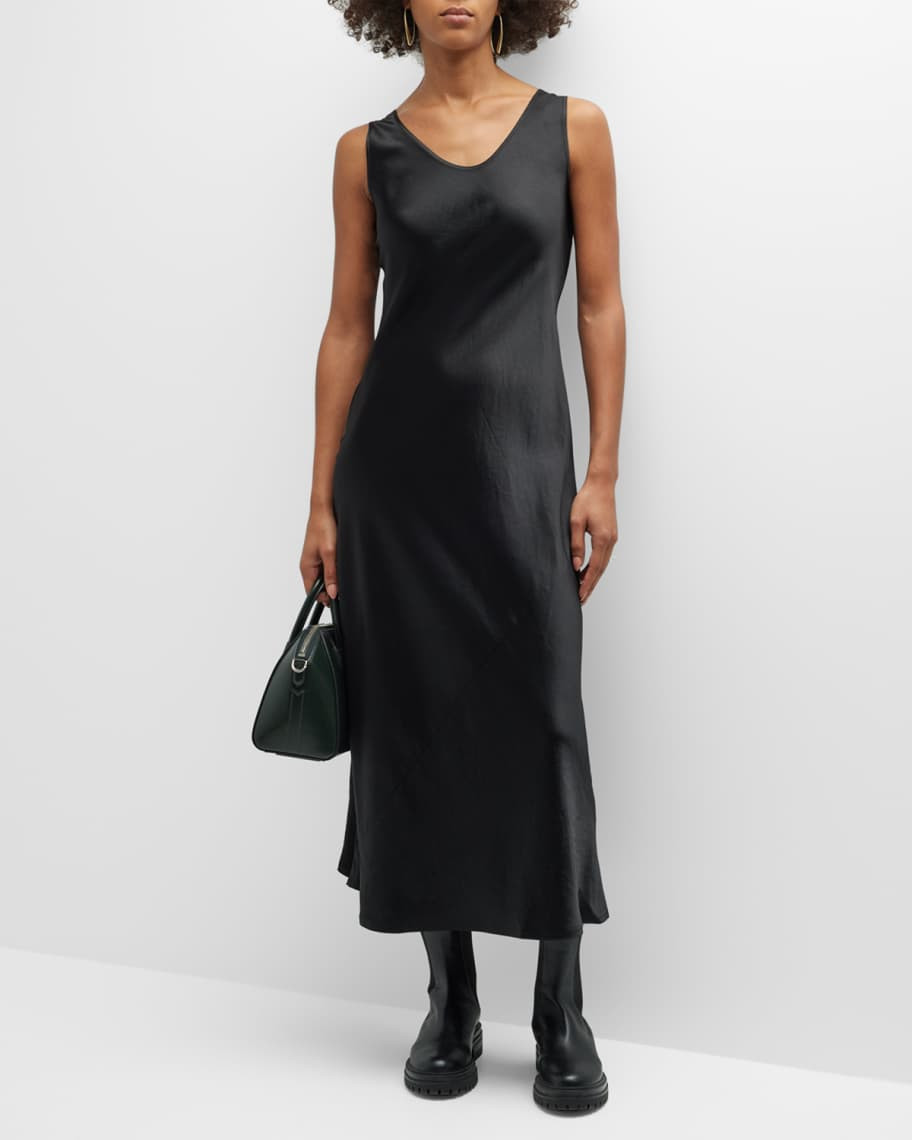 Max Mara Leisure Ares Sleeveless Satin Midi Dress | Neiman Marcus