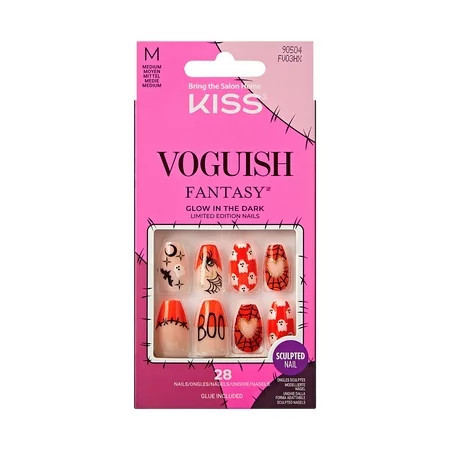 KISS Voguish Fantasy Halloween Nails Orange Medium Length Coffin Shape Nightmare 31 Ct. | Walmart (US)