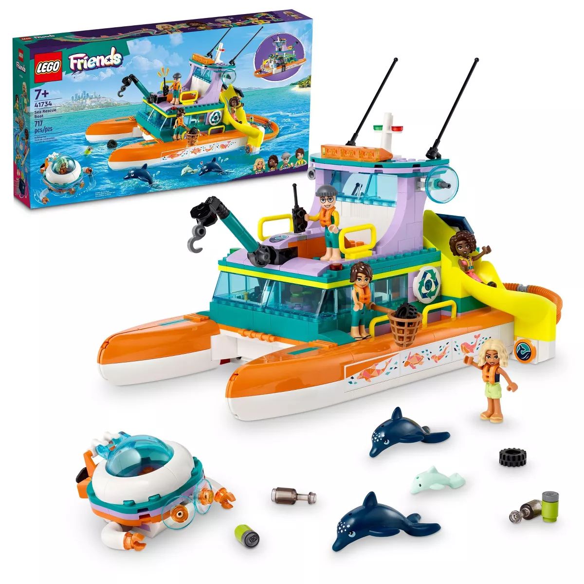 LEGO Friends Sea Rescue Boat Dolphin Building Toy 41734 | Target