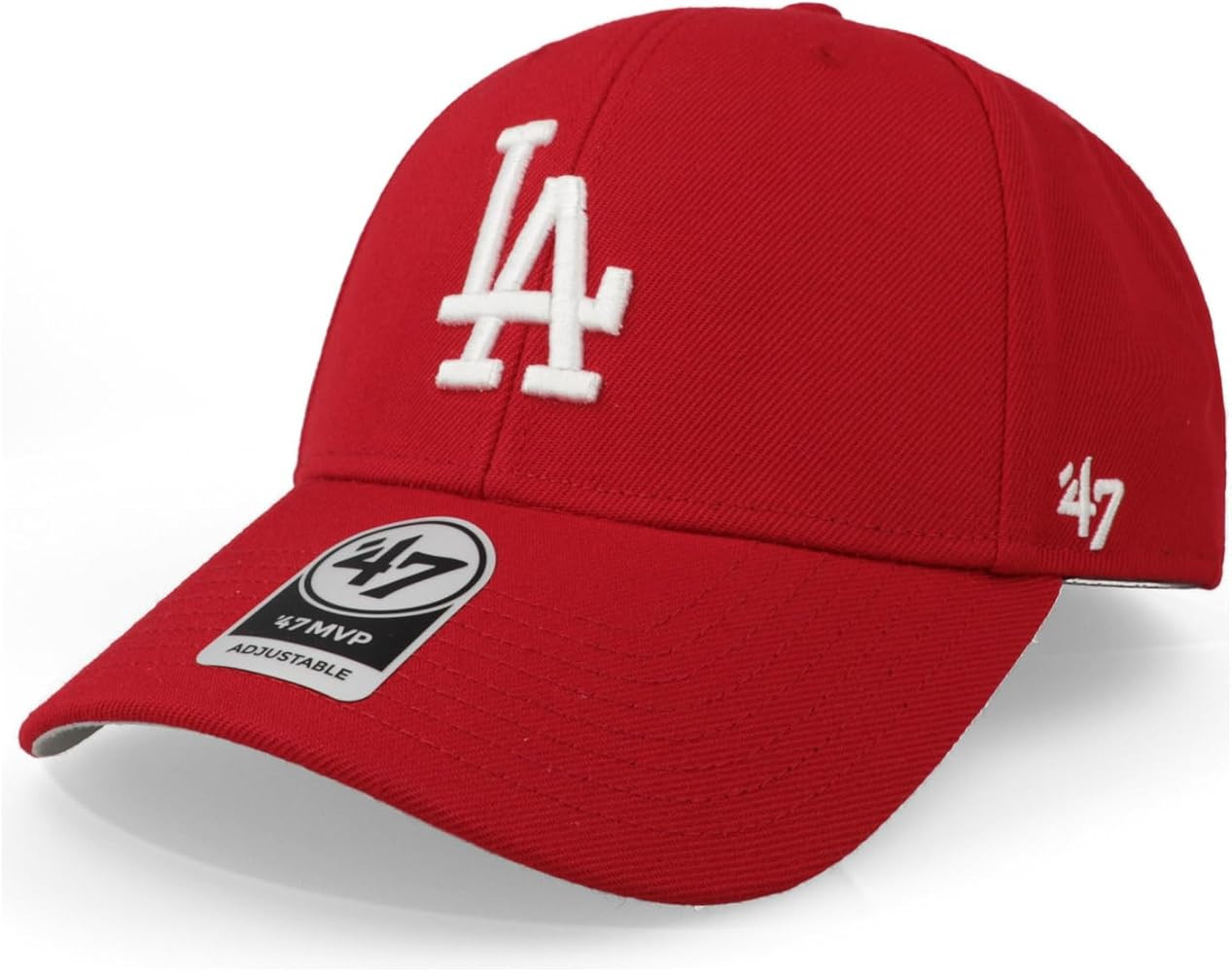 47 Los Angeles Dodgers Hat Mens Womens MVP Adjustable Cap, Red, White Logo | Amazon (US)