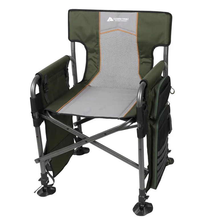 Ozark Trail Fishing Steel Director's Chair with Rod Holder, Green | Walmart (US)