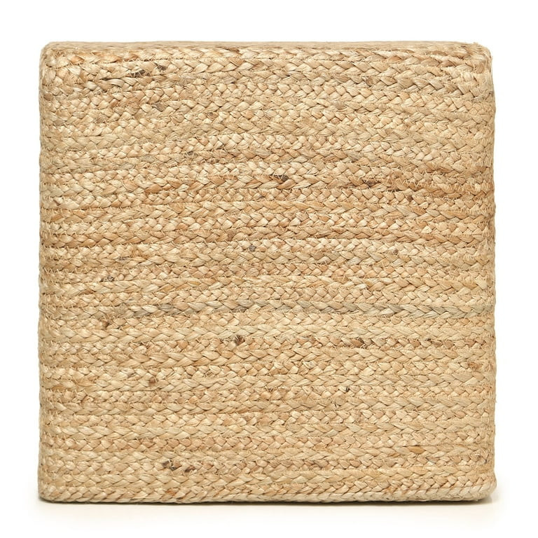 REDEARTH Cube Pouf Foot Stool Ottoman - Jute Braided Pouffe Poof Accent Sitting Footrest for The ... | Walmart (US)