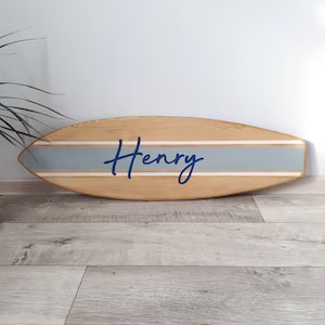 Personalized Surfboard Name Sign Handcrafted Wood Surfboard Wall Art Nursery Decor - Etsy | Etsy (US)