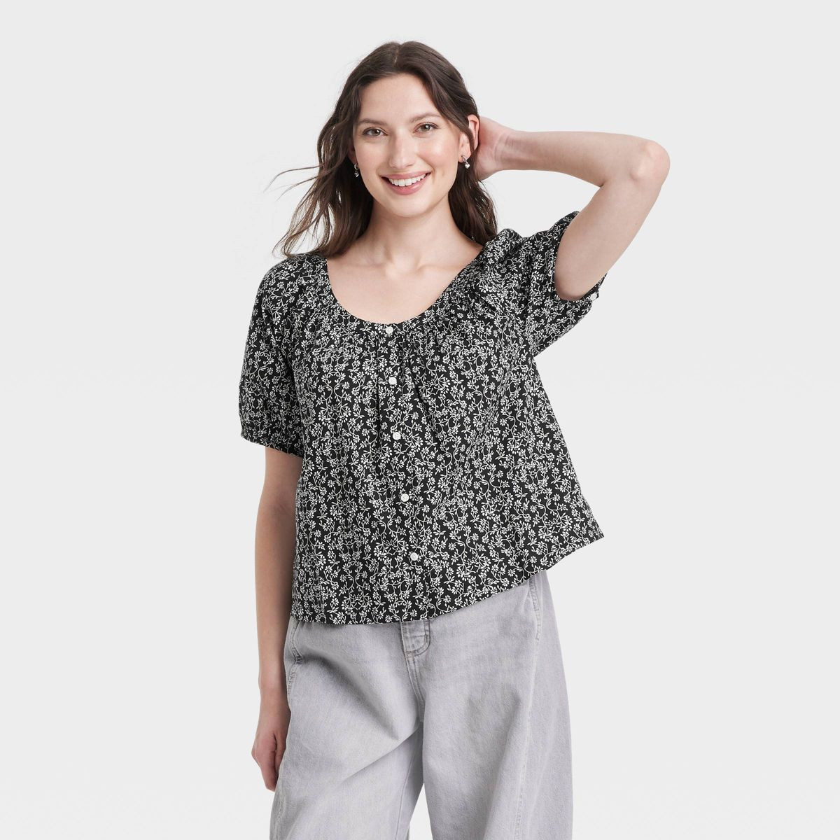 Women's Puff Short Sleeve Blouse - Universal Thread™ | Target
