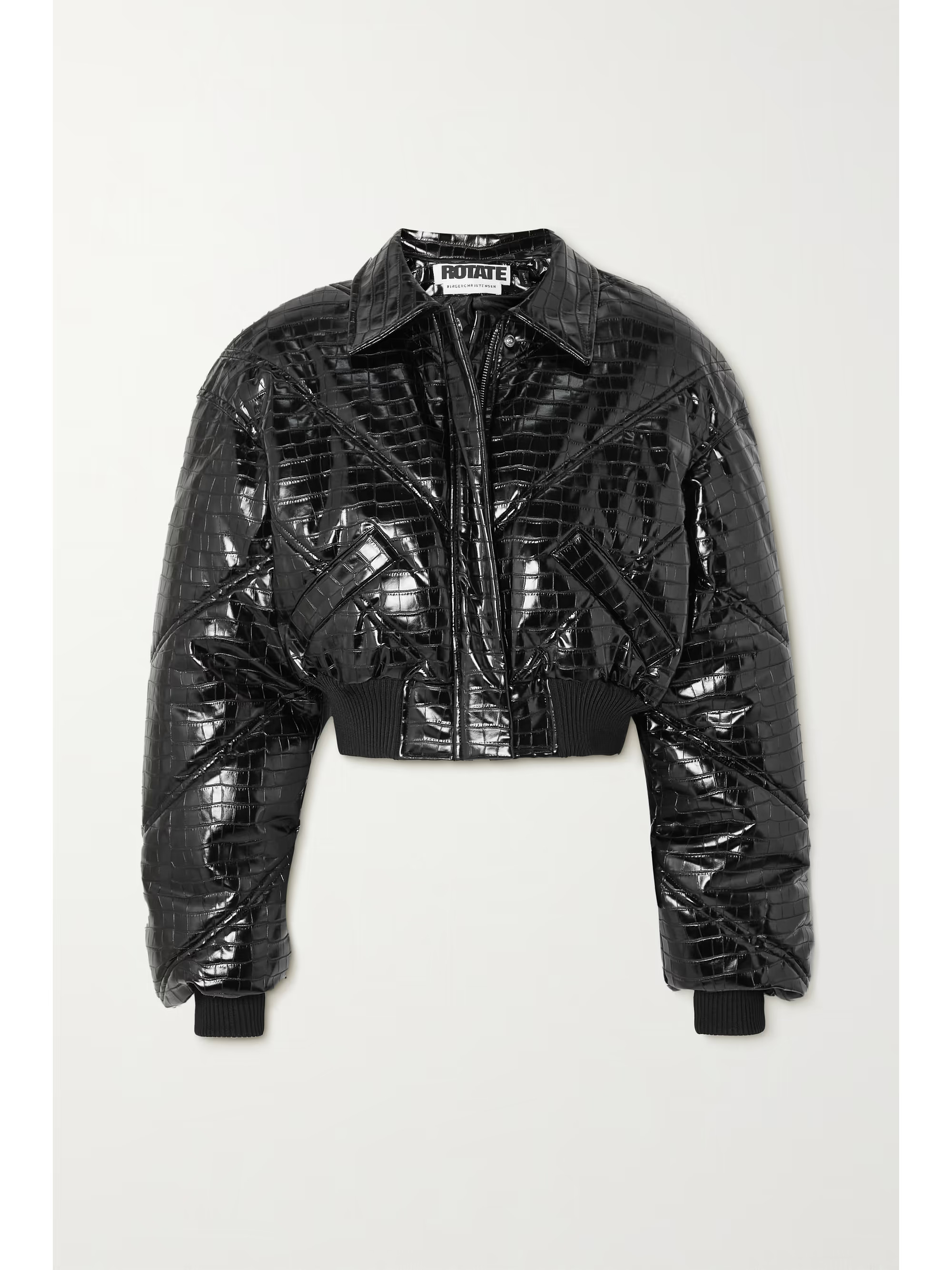 Rosa glossed croc-effect vegan leather bomber jacket | NET-A-PORTER (US)