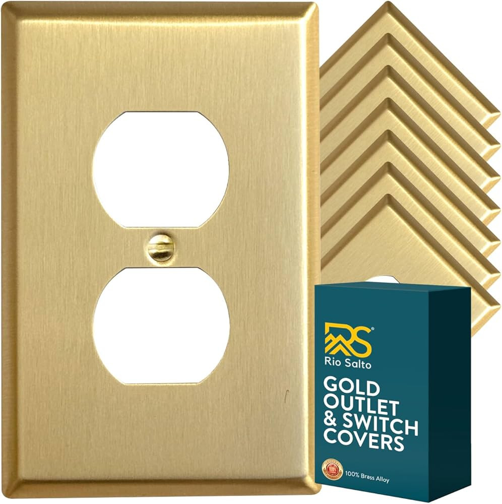 Rio Salto BRASS Metal Duplex Gold Outlet Cover or Light Switch Cover MID SIZE Wall Plate Single D... | Amazon (US)