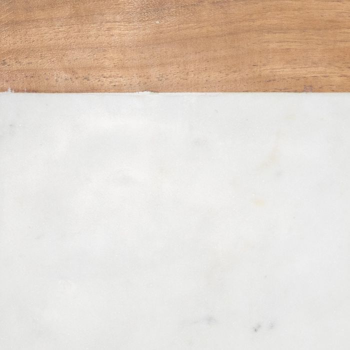 Small Square White Marble and Wood Kitchen Serving Cutting Board - Foreside Home & Garden | Target