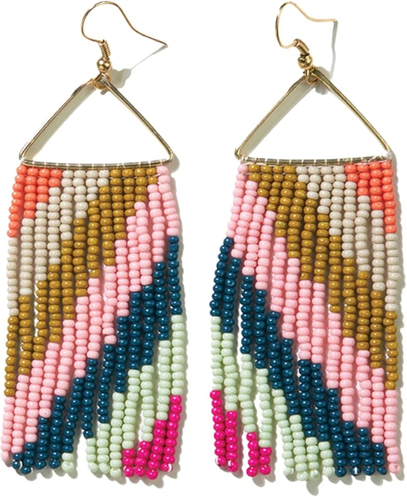 INK+ALLOY Beaded Earrings for Women Dangling, Whitney Medium Fringe Statement Boho Earrings, Hypo... | Amazon (US)