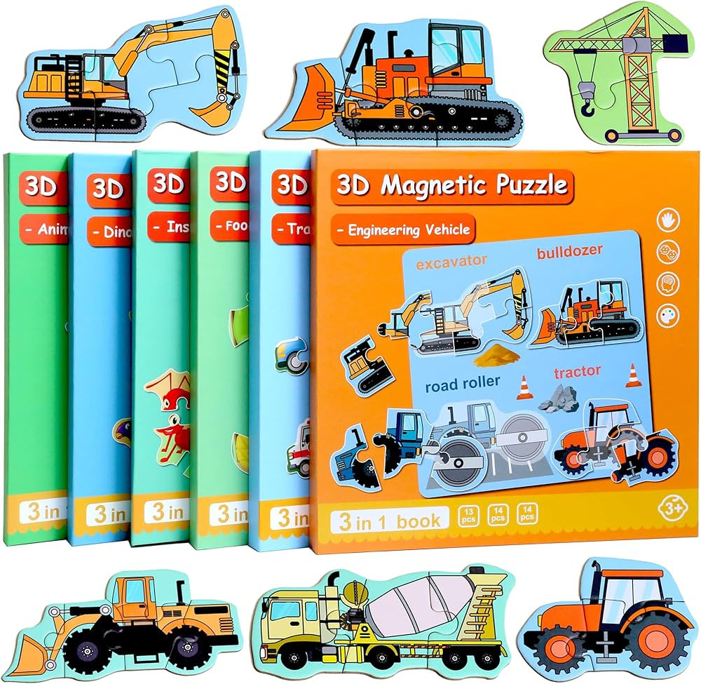 Magnetic Puzzles for Kids Ages 1-3, Travel Toddler Puzzles Ages 2-4 Year, Excavator Refrigerator ... | Amazon (US)