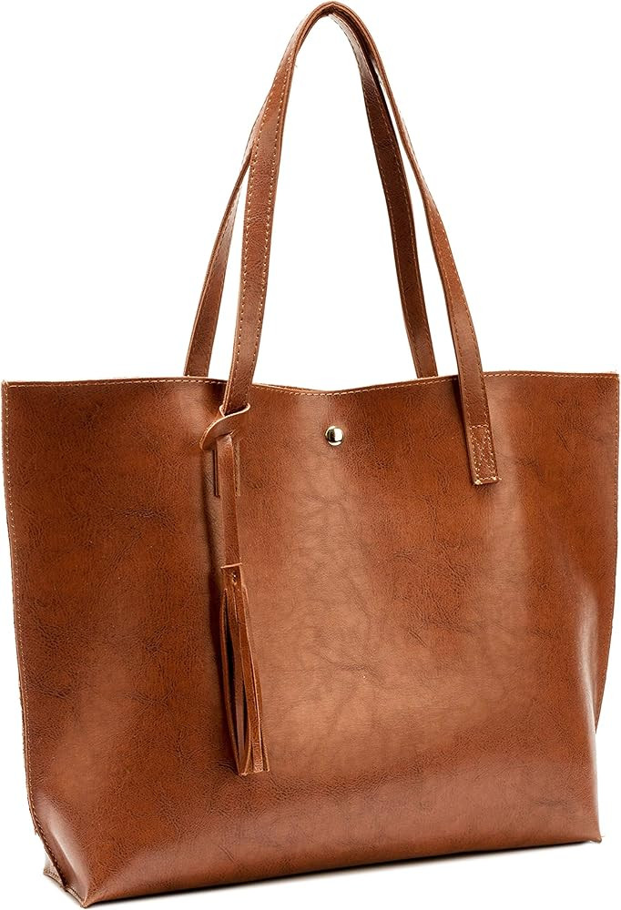 Nodykka Women Tote Bags Top Handle Satchel Handbags PU Faux Leather Tote Bag with Tassel Shoulder... | Amazon (US)