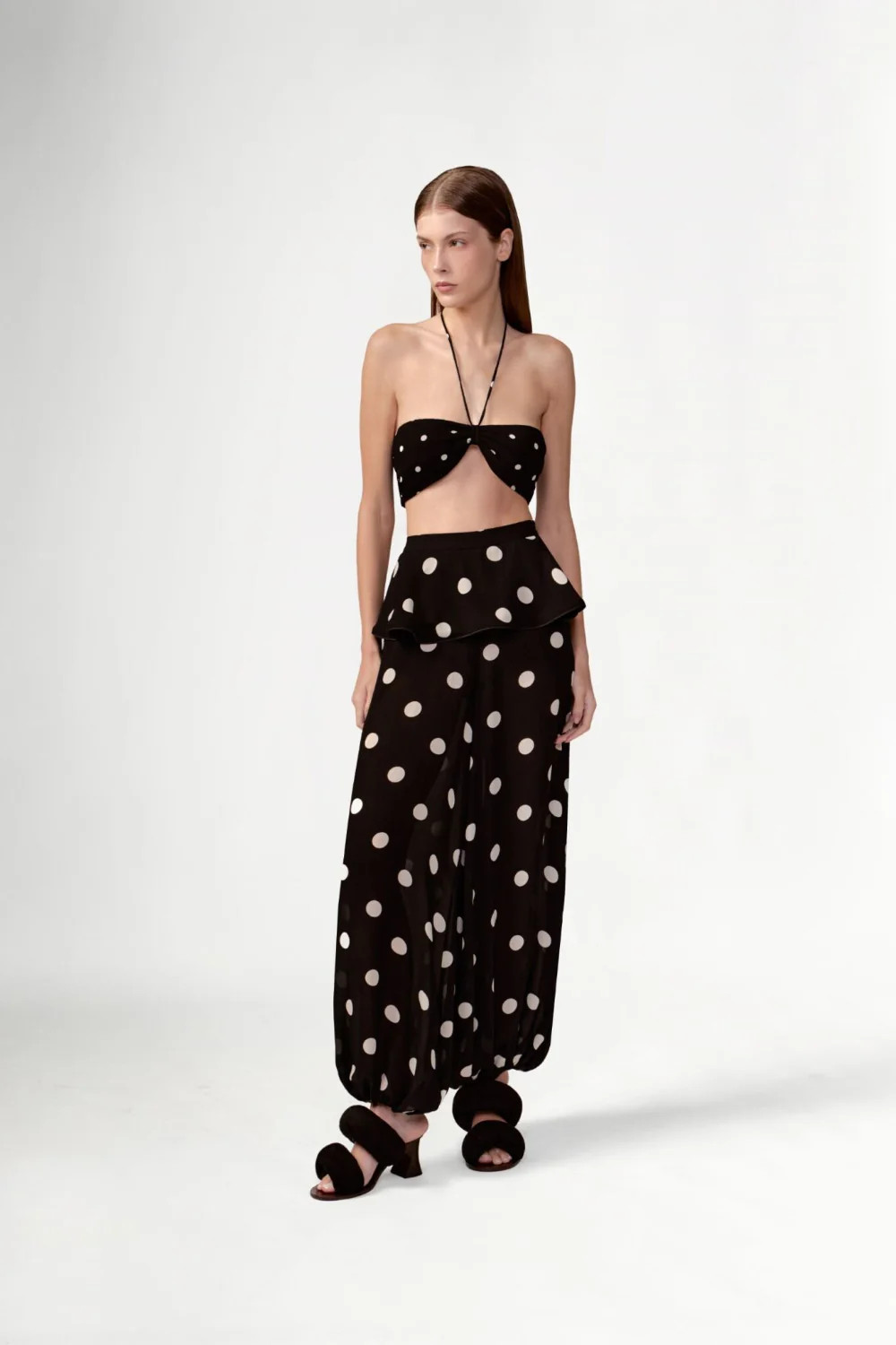 Polka Dots Peplum Maxi Pants | Curio