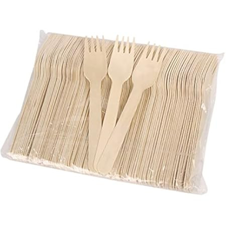 Karlash Disposable Wooden Forks 100 PCS Smooth and Round Surface Eco Friendly | Amazon (US)