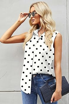 Zeagoo Women's Sleeveless Button Down Shirts Blouses Casual Loose V Neck Tank Tops for Work S-XXL | Amazon (US)