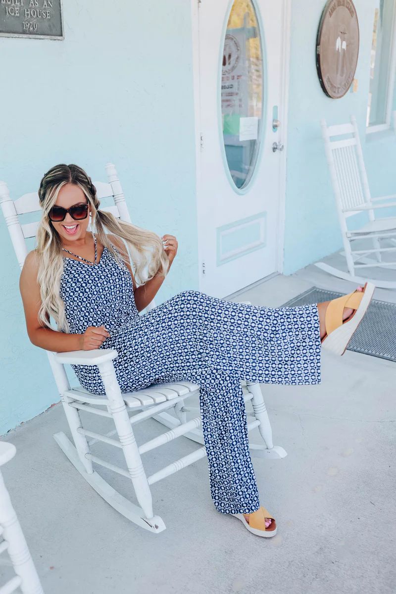 Geo Design Pocketed Maxi Jumpsuit | Whiskey Darling Boutique