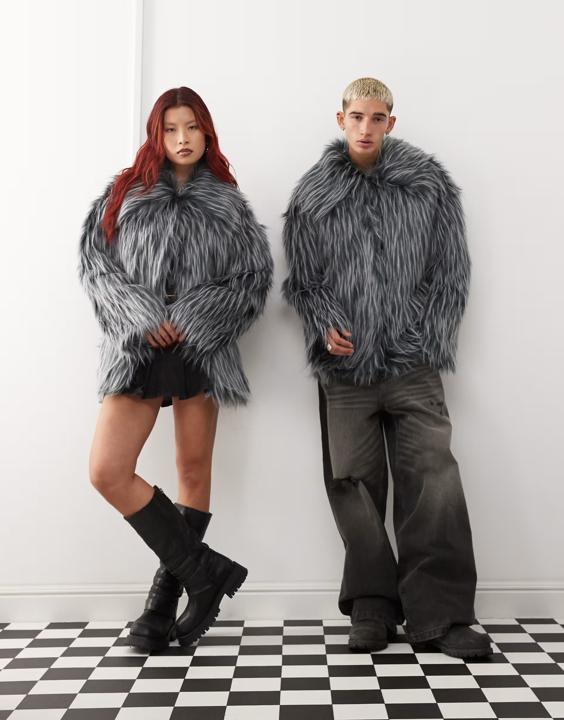 COLLUSION Unisex contrast tipped faux fur jacket in gray | ASOS | ASOS (Global)
