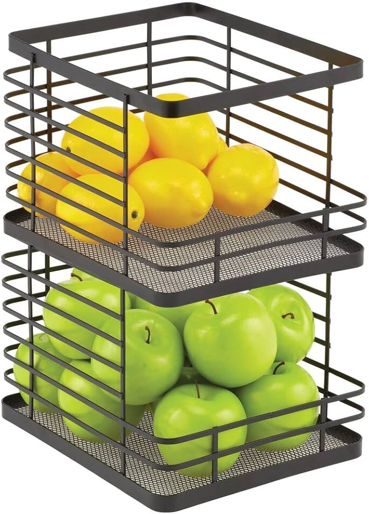mDesign Stacking Wire Baskets Food Organizer Storage Metal Basket with Open Front for Kitchen Cab... | Amazon (US)