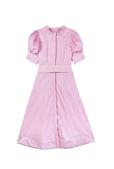 Puff Sleeve Day Gown - MIDI - Pink Poplin Stripe | Shop BURU