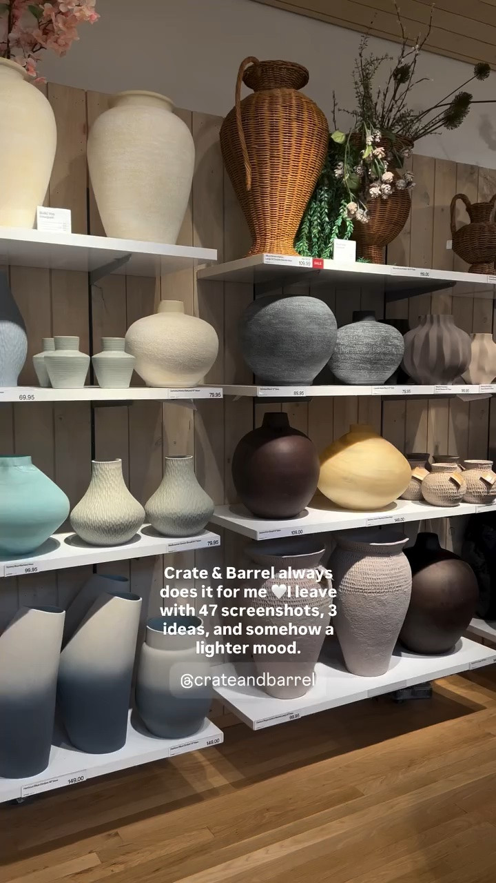 Crate & Barrel always does it for me 🤍I leave with 47 screenshots, 3 ideas, and somehow a lighter mood.

20% cash back now and up to 60% Memorial Day sale