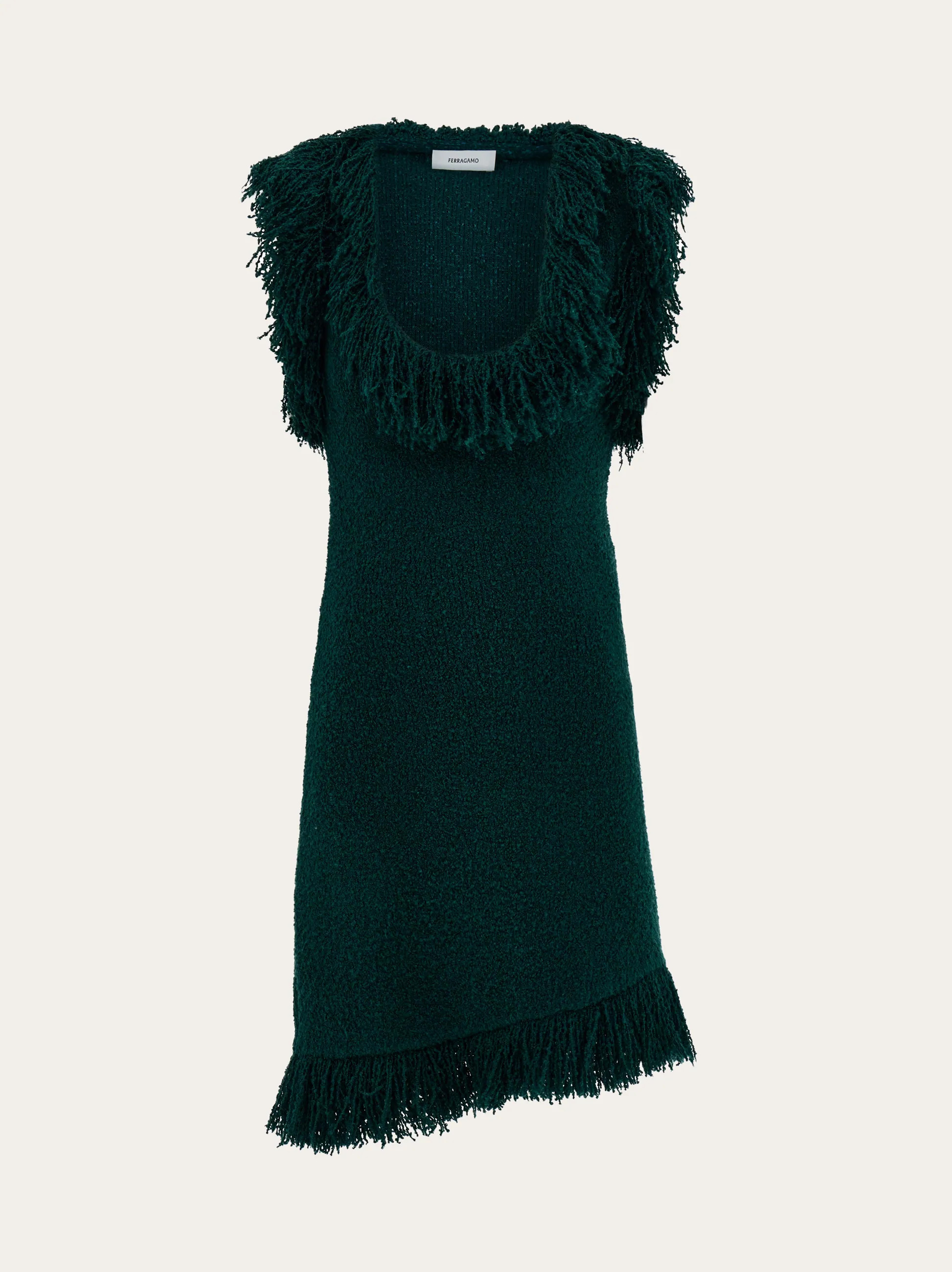 Ferragamo Women Mini dress with fringe detail Green | Ferragamo