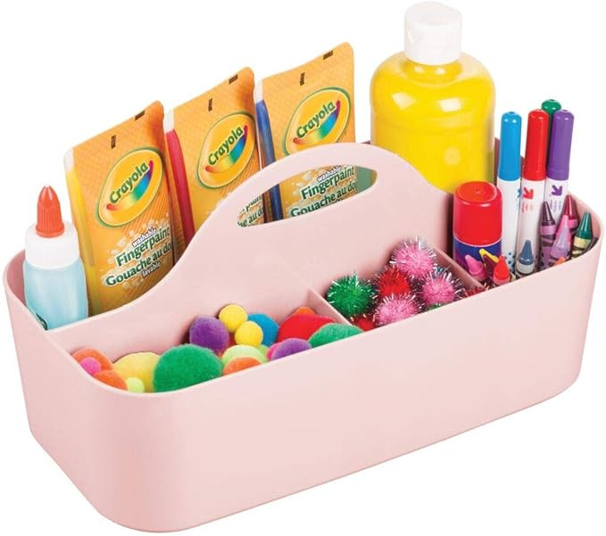 mDesign Plastic Portable Craft Storage Organizer Caddy Tote, Divided Basket Bin with Handle for C... | Amazon (US)