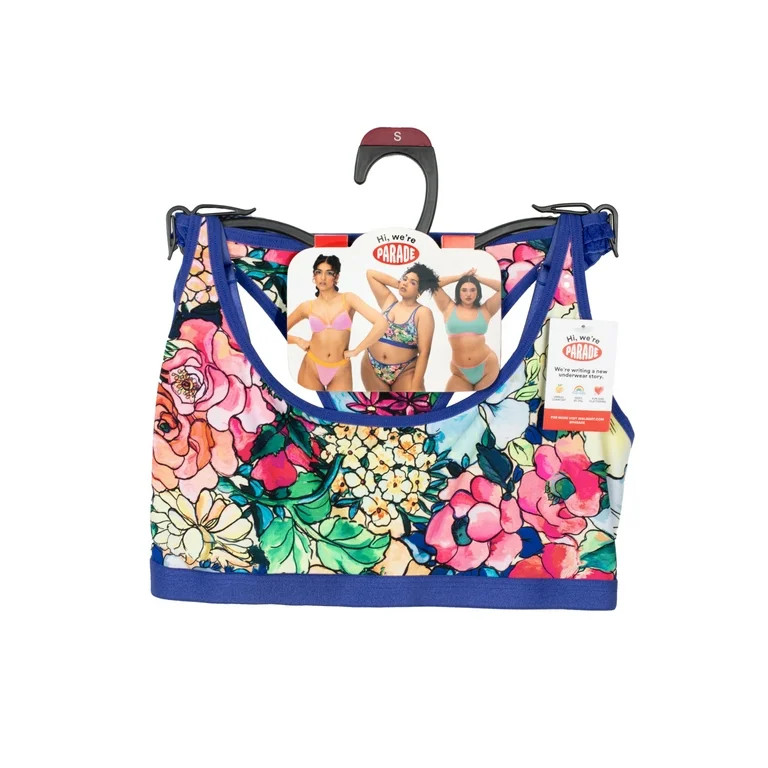Parade Floral Print Scoop Bralette and Ruffle Thong Set, Sizes XS to 3XL | Walmart (US)