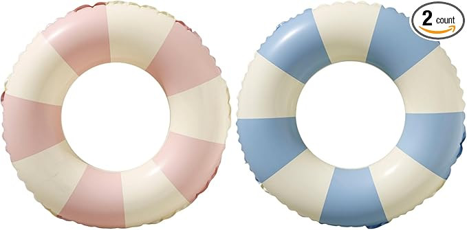 Swimming Pool Floats for Kids Ages 5-10, Inflatable Tubes With Simple Stripes, Cute Swim Rings, F... | Amazon (US)