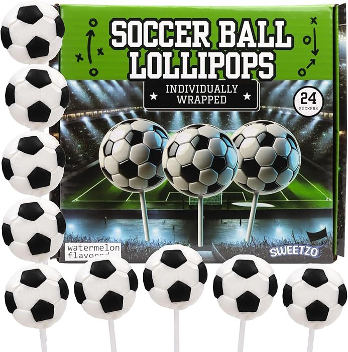 Soccer Ball Lollipops, Individually Wrapped 2D Suckers, End of Year Team Gifts and Candy Party Fa... | Amazon (US)