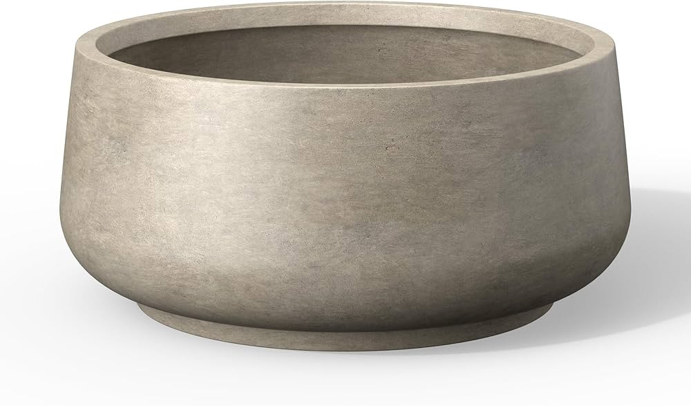 Kante 16.1" Dia Round Curvy Concrete Planter, Large Plant Pots with Drainage Hole and Rubber Plug... | Amazon (US)