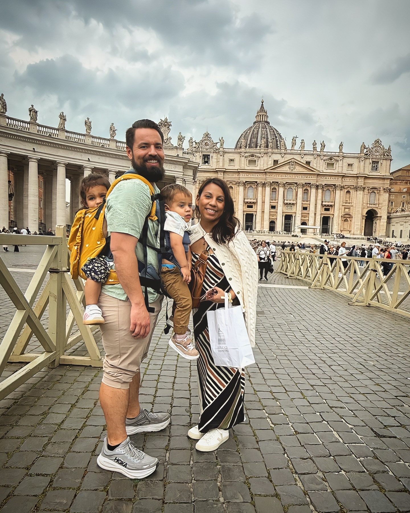 Our third full day in Rome was spent exploring the Vatican and St. Peter’s Basilica. We had early morning tickets to the Vatican Museums, which I definitely recommend. It was still busy, but not too packed, and we were able to move around more freely without being stuck behind tour groups the entire time.

There was so much to see…art, sculptures, tapestries, and more. It was definitely overwhelming at times because there’s just so much packed into each room. We did have the audio guide though, which helped for some pieces. 

Unfortunately, we couldn’t see the Sistine Chapel because of the conclave, so that’s already on our list for next time.

Later that day, we went back for a tour of St. Peter’s Basilica. I wasn’t sure if I wanted to climb to the top of the dome, but we found tickets on Get Your Guide that let us decide once we were inside, which was perfect. I ended up doing it. I took the elevator to skip the first 200 steps, but still climbed over 300 steps with Emy on my back. The stairs were narrow, twisty, and kind of intense, but I’m so glad I did it. The view at the top was amazing, and there was a nice breeze. Will I ever do it again? Probably not, but I don’t regret it one bit.

Afterward, we walked through the basilica, visited the gift shops, and picked up rosaries and holy water. One of the highlights of the day was getting a blessing for our whole family while inside St. Peter’s. Such a beautiful experience all around.

We started the day with croissants and coffee and didn’t get back home until the evening, but it was so worth it.

#VaticanCity #VaticanMuseums #StPetersBasilica #RomeTravel #RomeWithKids #FamilyTravelItaly #VaticanWithKids #DomeClimb #VaticanTips #ItalyItinerary #TravelMoments #LTKTravel #LTKFamily #EuropeWithKids #RomeWithToddlers #TravelItaly2025 #FamilyAdventures #GetYourGuide