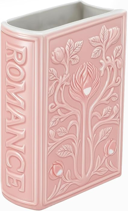 SiliFine Book Shaped Decorative Vases for Flowers Cute Ceramic Planter Home Decor Christmas Pink ... | Amazon (US)