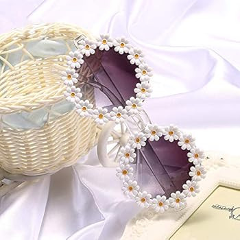 Amazon.com: Halloween party Daisy flower Sunglasses for Women Flower Round Fashion Disco Christma... | Amazon (US)