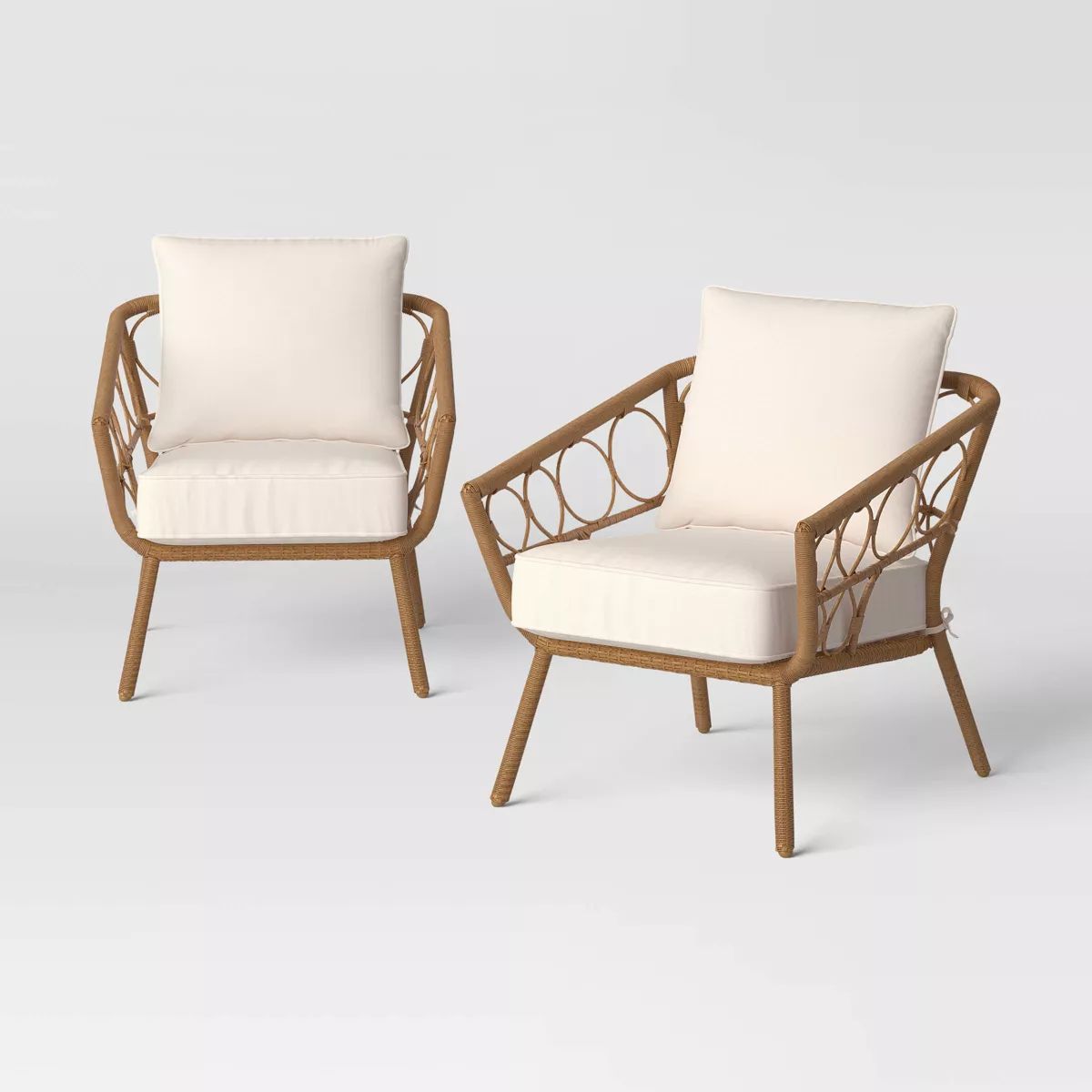 2pc Britanna Outdoor Patio Chairs, Club Chairs Natural - Threshold™ | Target