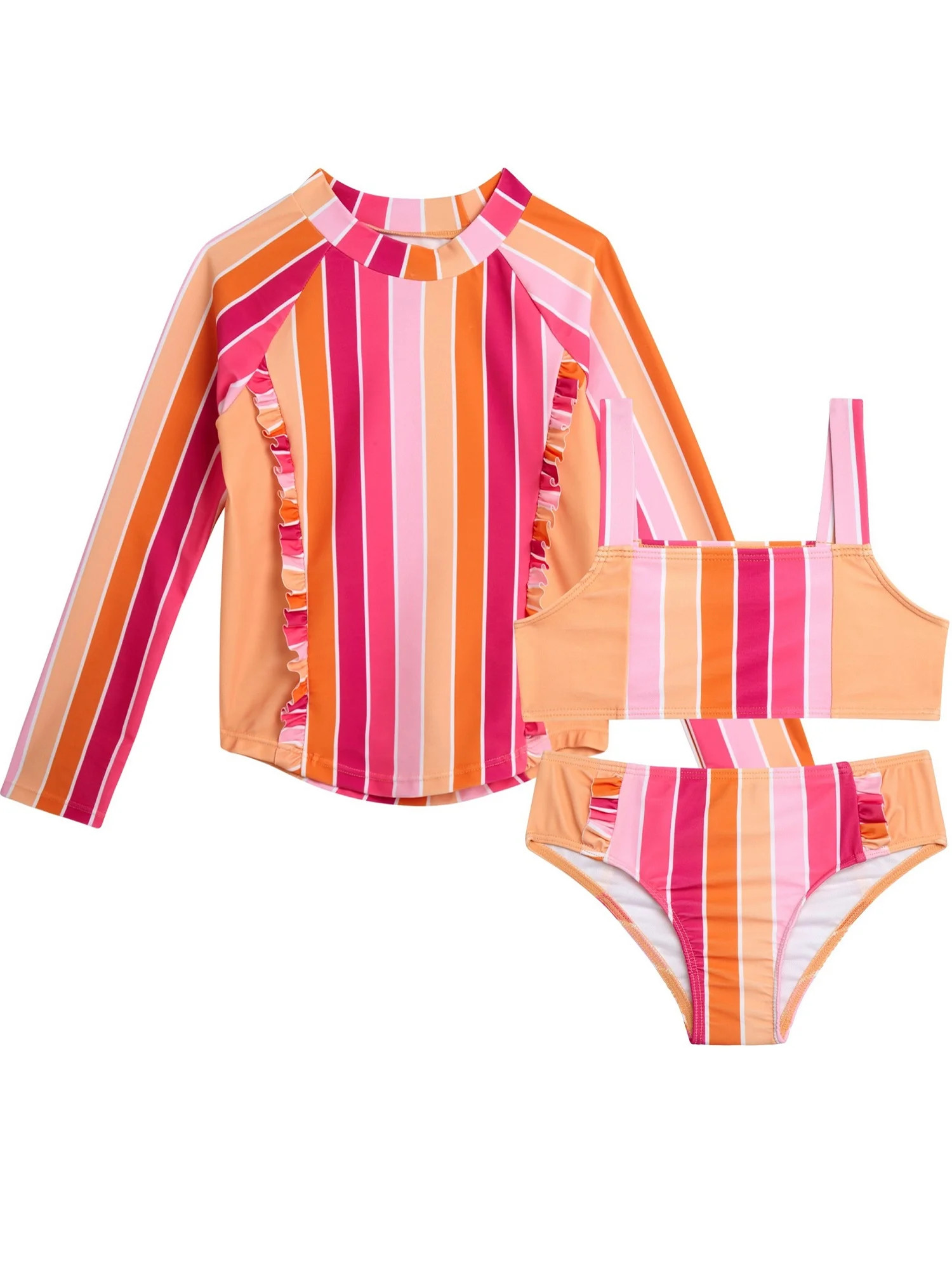 Jessica Simpson Toddler Girls’ Bikini and Rash Guard Swim Set with UV Protection, 3-Piece, Size... | Walmart (US)