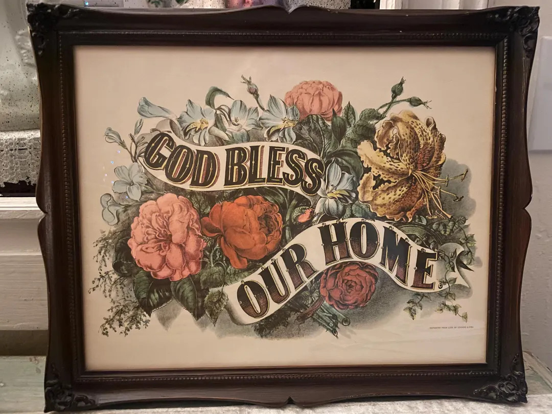 Currier & Ives Lithograph Print, God Bless Our Home, Framed | Etsy (US)