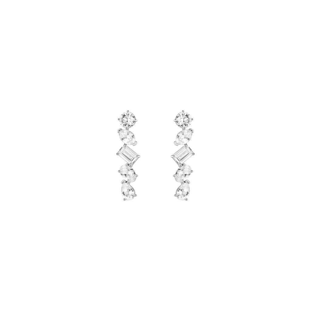Lab Grown White Sapphire Mixed Shape Tennis Earrings | AUrate New York