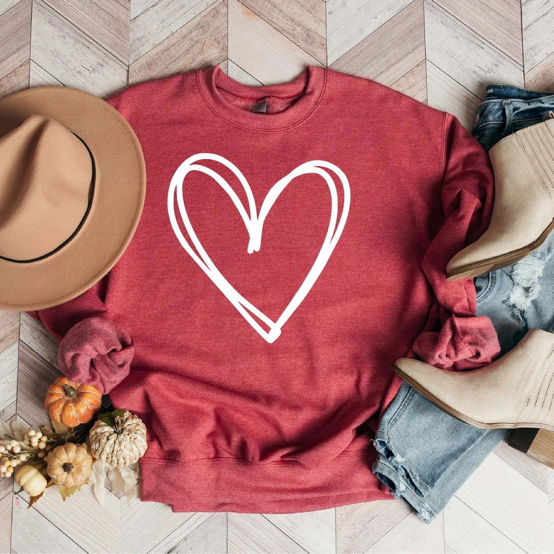 Valentines Heart Sweatshirt, Womens Valentines Day shirt, Valentines Day Gift, Love Sweatshirt, V... | Etsy (US)