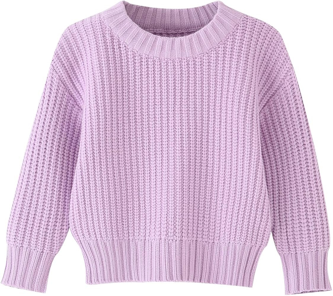 Toddler Baby Boys Girls Knitted Sweater Warm Soild Pullover Top Autumn Winter Outfits | Amazon (US)