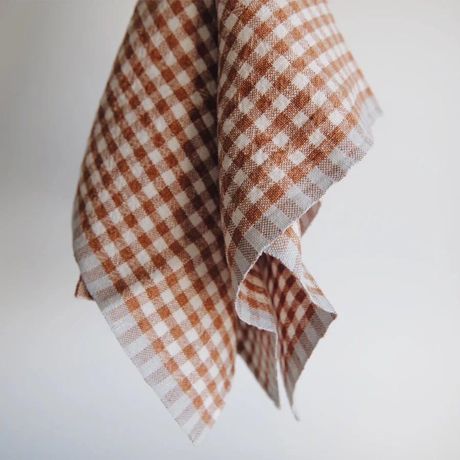 Gingham Linen Dish Towel - Cinnamon | Roan Iris