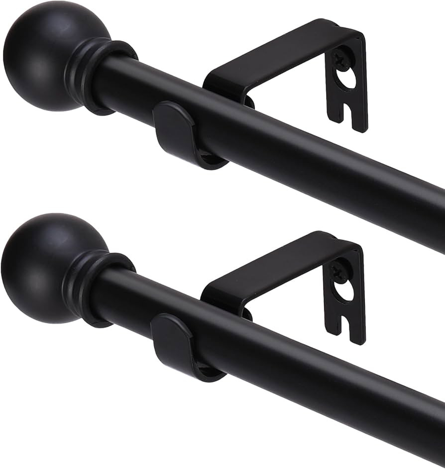 2 Pack Black Curtain Rods for windows 32 to 48 inch, 5/8 inch Splicing Heavy Duty Metal Curtain R... | Amazon (US)