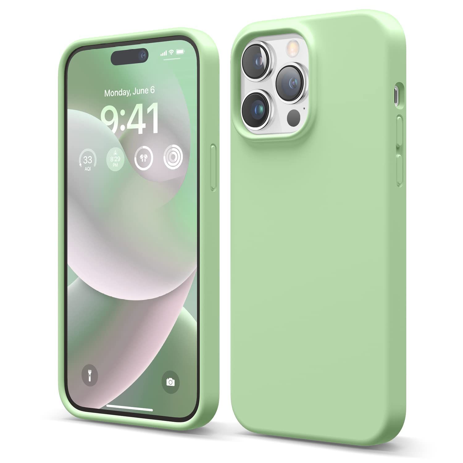 elago Liquid Silicone Case Compatible with iPhone 14 Pro Max Case (6.7"), Premium Silicone, Full Body Protection - 4 Layer Shockproof Phone Cover, Anti-Scratch Soft Microfiber Lining (Pastel Green) | Amazon (UK)