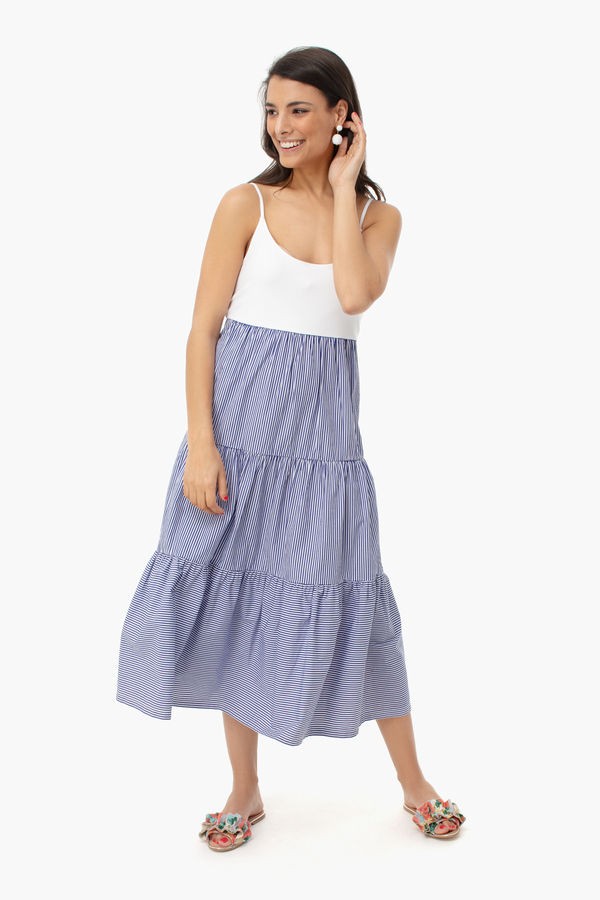 White Cap Mixed Media Tiered Dress | Tuckernuck (US)