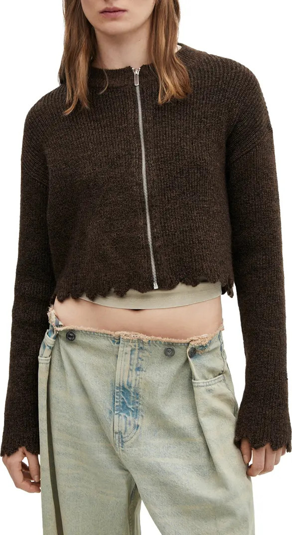 Aranya Scallop Trim Zip Cardigan | Nordstrom