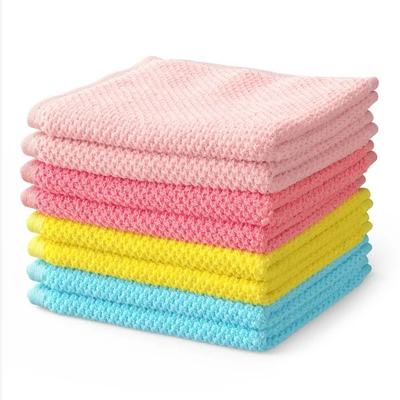 Mainstays Kids Cotton Washcloth Set, 12" x 12", Pink, 8 Pack | Walmart (US)