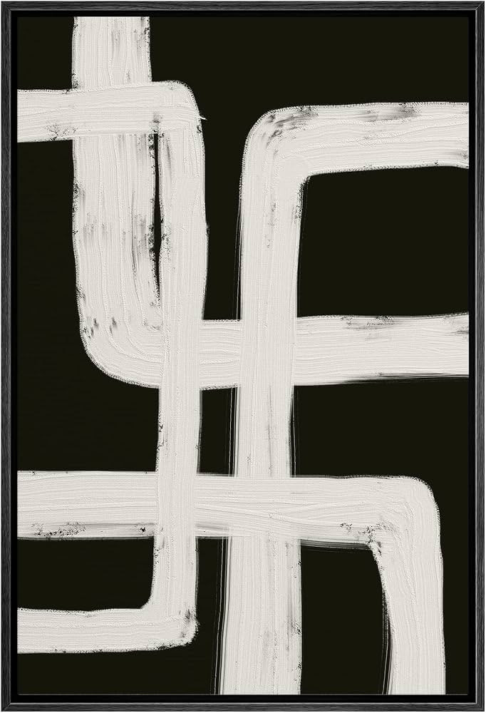 SIGNWIN Framed Canvas Print Wall Art Black Gray Geometric Loop Pattern Abstract Shapes Illustrati... | Amazon (US)