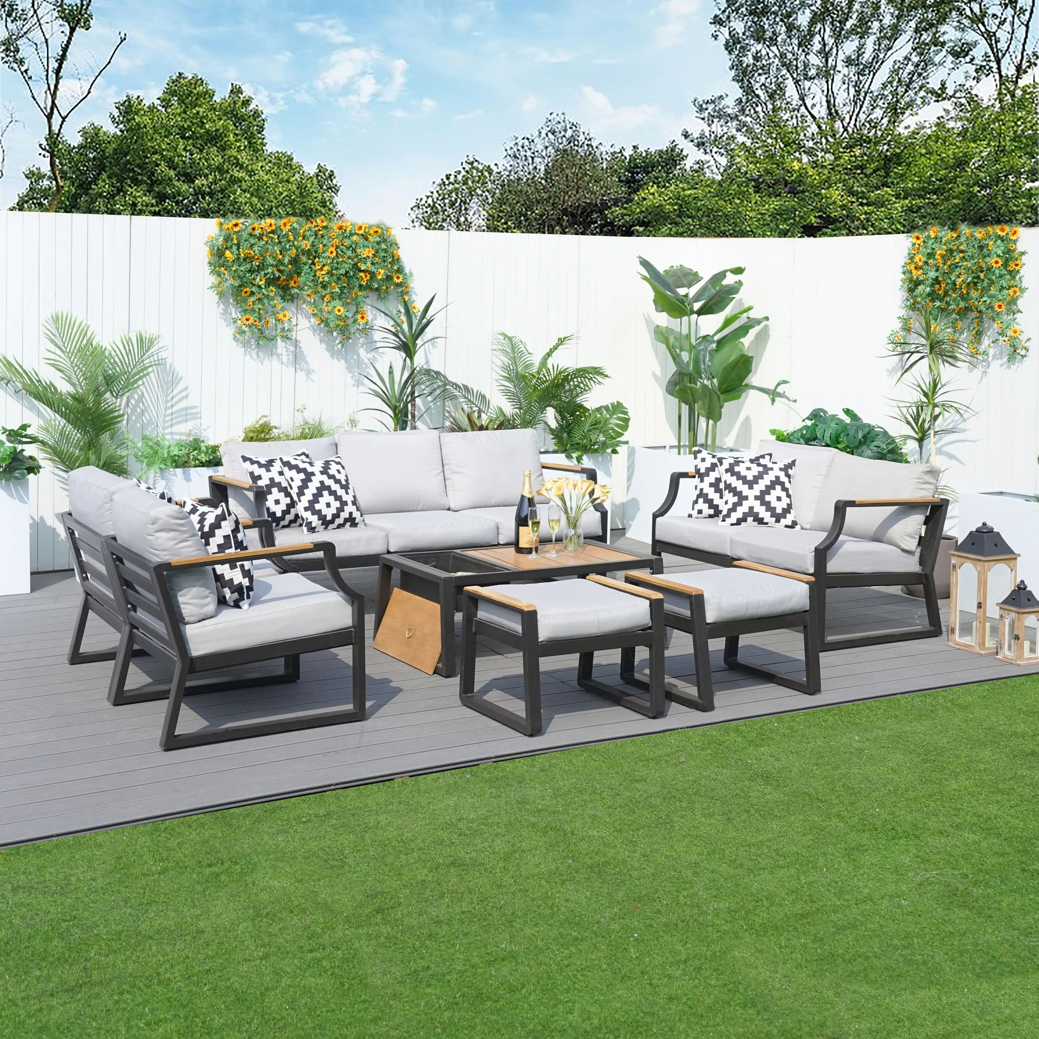 Betzaira 9 - Person Patio Conversation Sets with Cushions | Wayfair North America