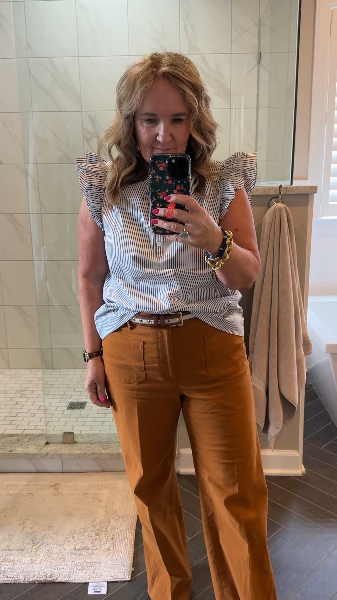 New cotton Poplin blouse by Gibson look. I am wearing a size large, my regular size at this brand. 10% off with code NANETTE10

Pants are out of stock in this color, but available in the Colette pant at Anthropologie. 

My favorite sandals this summer are these Sam Edelman slides.

Summer blouse, J.Crew factory anthropology Gibson look work from home office casual

#LTKMidsize #LTKWorkwear #LTKOver40