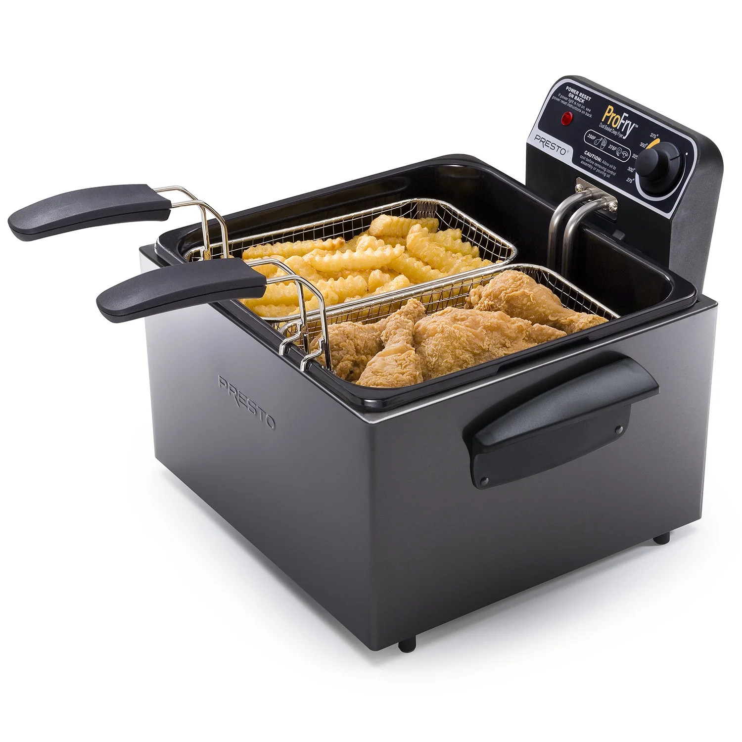 Presto Stainless Steel Dual Basket Profry Immersion Element Black Deep Fryer | Walmart (US)