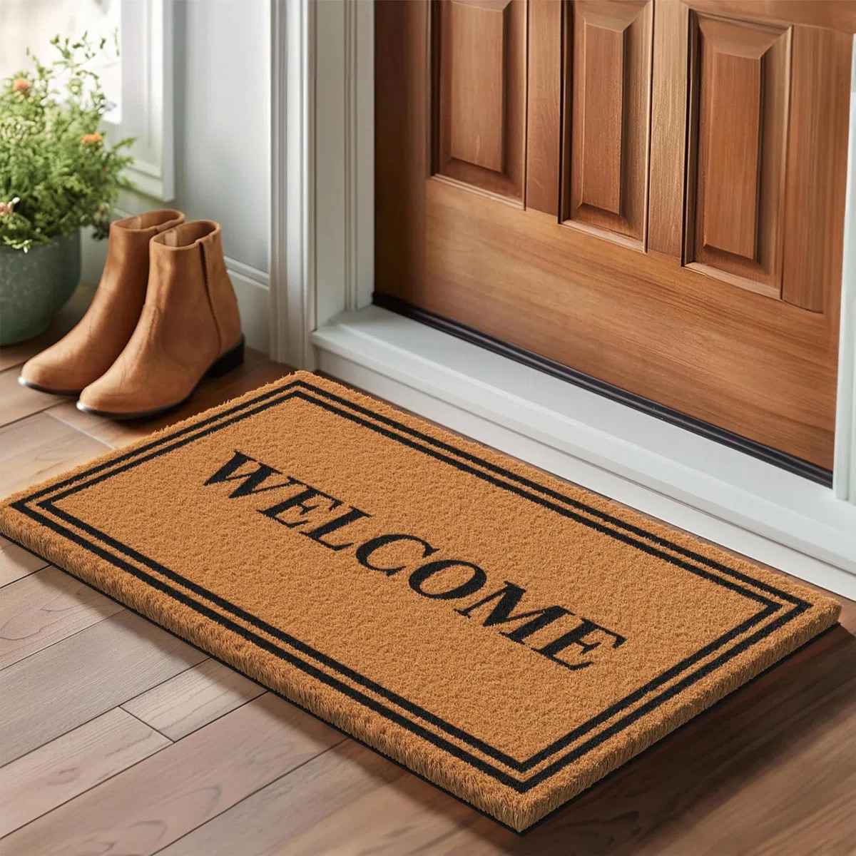 Natural Coco Coir Heavy Duty Backing Doormat  Cute Non Slip Front Door Welcome Mat For Outside En... | Wayfair North America