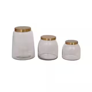 Round Glass Jars with Brass Finish Lids Set, 3ct. | Michaels Stores